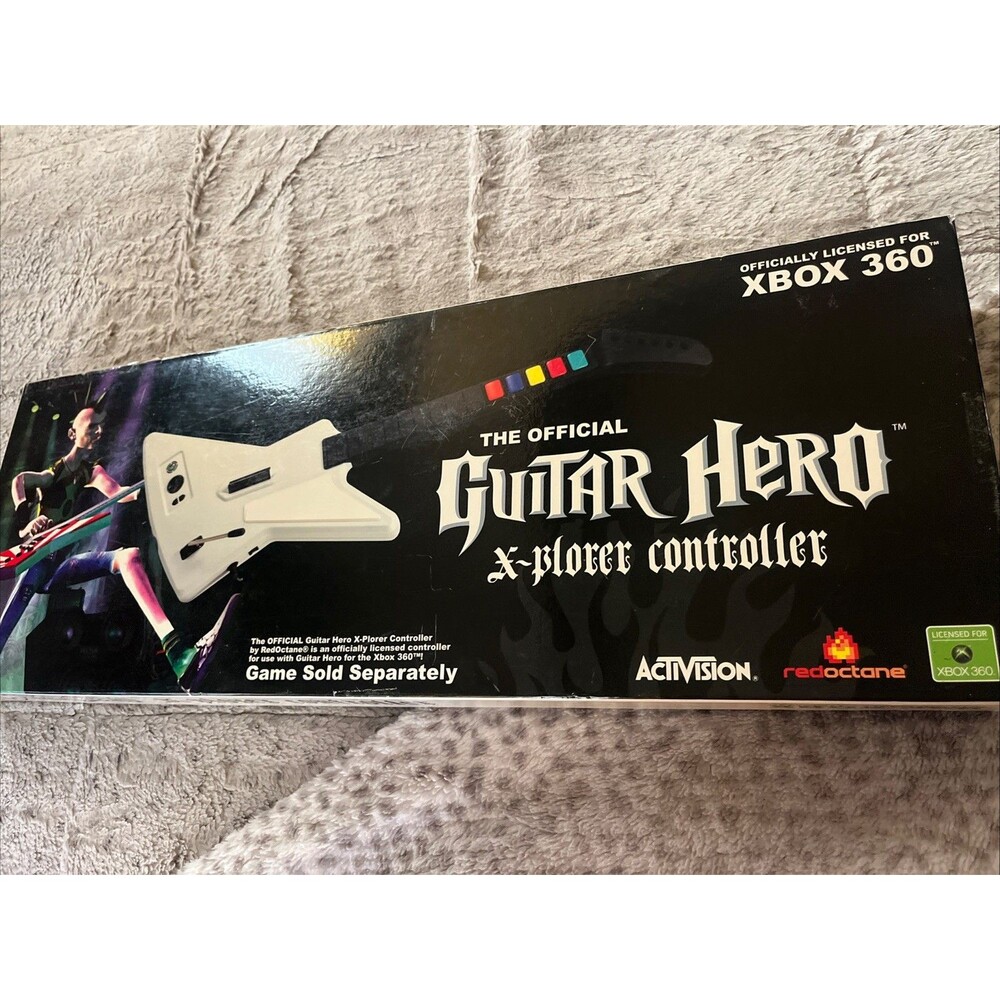 Guitar Hero X-Plorer Wired Guitar Xbox 360 Model 95065 Tested OG Box Stickers